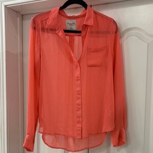 American Eagle Outfitters Coral Sheer Blouse